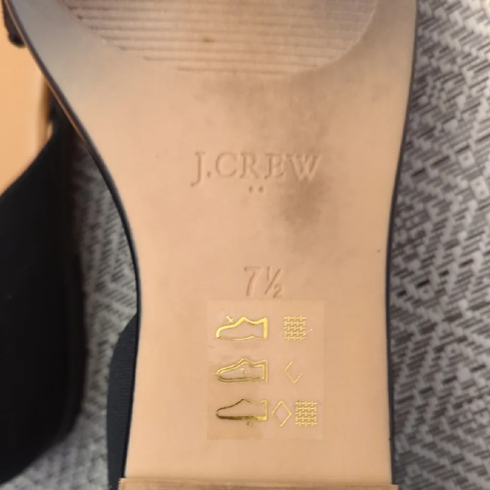 J. Crew Morgan Eyelet Peep Toe Black Flats Or Open-Toe Sandals - Picture 4 of 7